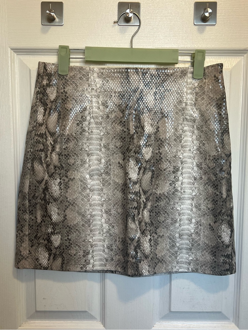 Faux Leather Snakeskin Print Mini Skirt | US S | NWT